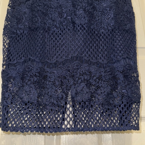 Guess Sheath Dress Blue Lace Spaghetti Strap Size 10 - Picture 5 of 15